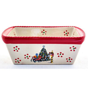 LOAF BAKING DISH-TEMP-TATIONS-Ceramic-Christmas Tree-Holiday Theme-Small